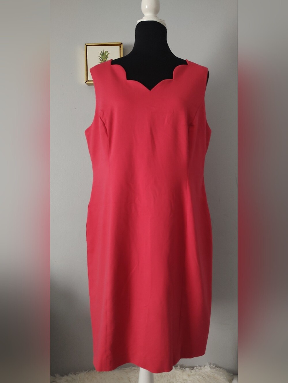Talbots Coral Scallop-Neck Sheath Dress